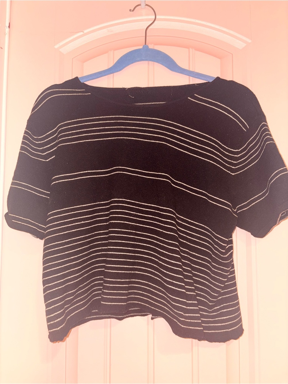 Black & White Striped Cropped Tee | S/M
